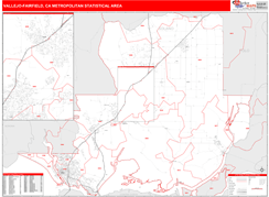 Vallejo-Fairfield Metro Area Digital Map Red Line Style